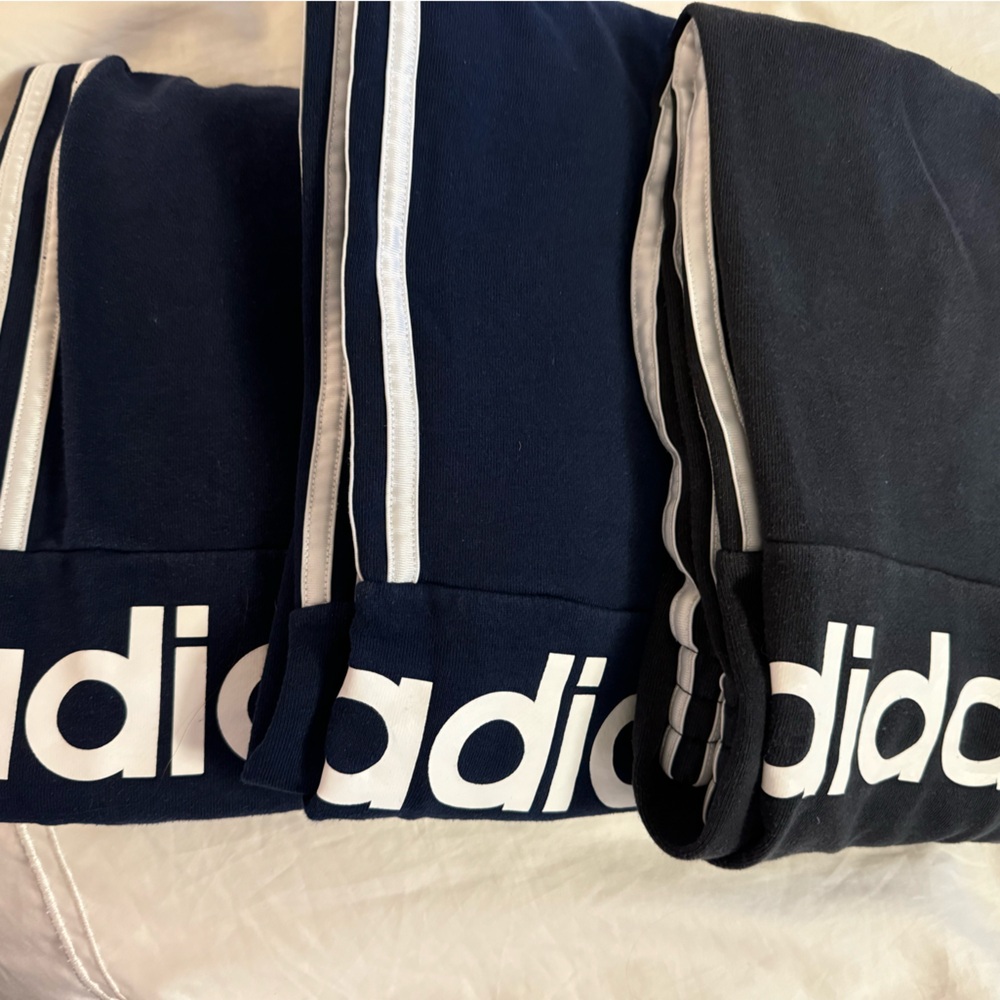 Adidas joggers 3 pair (2 navy; 1 black)